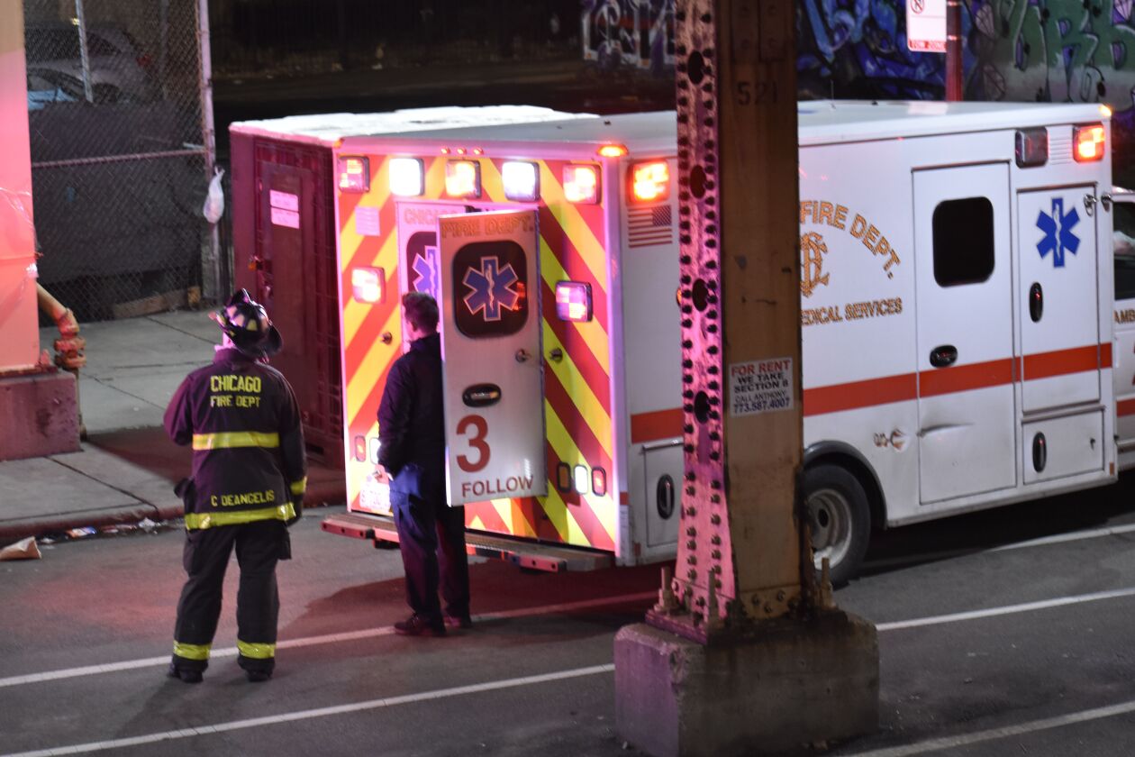 Authorities investigate the scene where a man was struck by a Green Line train Feb. 1, 2020 at the Pulaski station.
